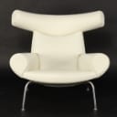 Hans J. Wegner 1914-2007. Armchair model EJ100 Oxchair with matching stool (2)
