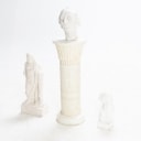 Three plaster figures and a pedestal, 20th/21st century (4)