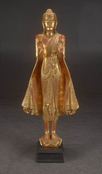 Thailandsk Buddha af træ 1800/1900-tallet