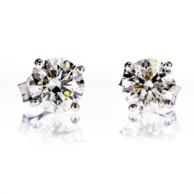 Solitary brilliant-cut earrings 14 ct 2.06 ct.