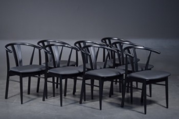 Spisestue stole, model Nanna med polster i sort læder (8)