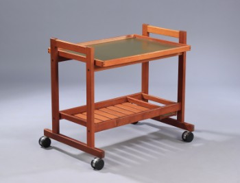Søborg Møbler. Rullebord/serveringsbord af mahogni og grønt formica.