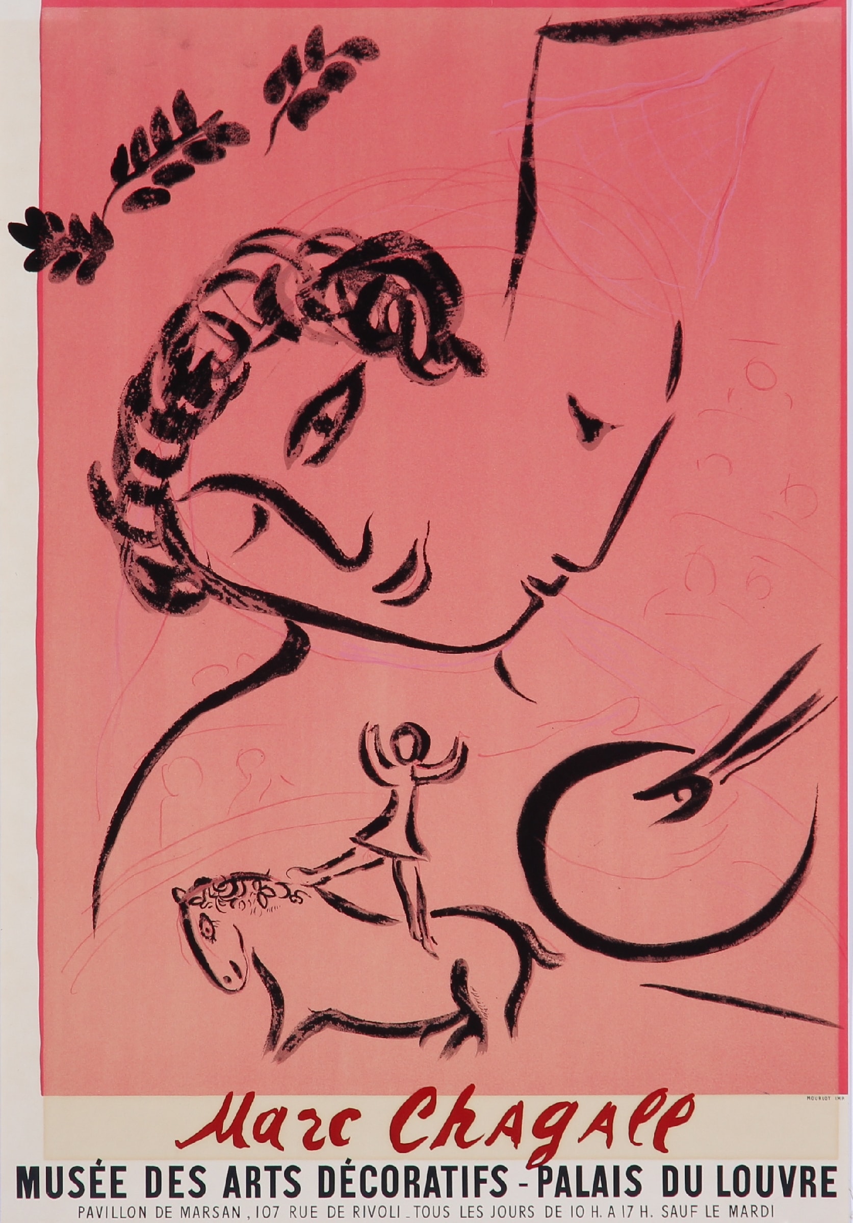 Marc Chagall, after. Lithographic exhibition poster from the Louvre, 1959