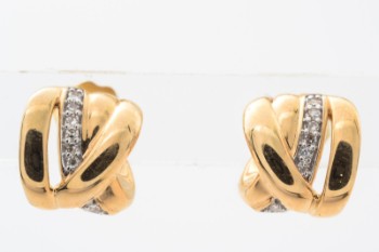 Par ørestikker med diamanter, 14 kt. guld