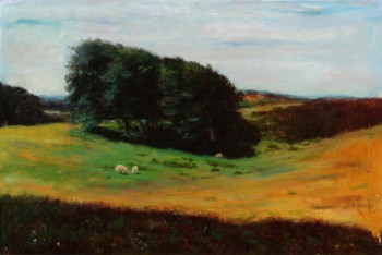 Paul Bang. Landskab med græssende får