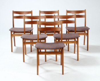 Dansk møbelproducent. Spisebordsstole af bøg og teak (6)