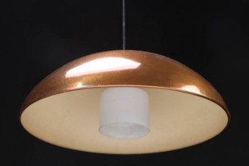 Ubekendt lampedesign. Pendel af kobber / opalglas, 1940-50erne