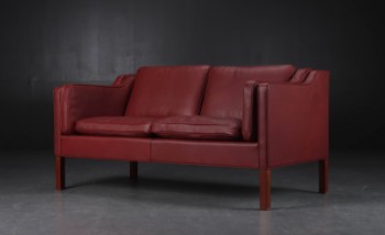 Børge Mogensen. To-pers. sofa, model 2212, Indian Red elegance læder