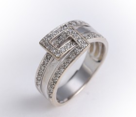 French interlock diamond ring in 18 kt. white gold, 0.35 ct.