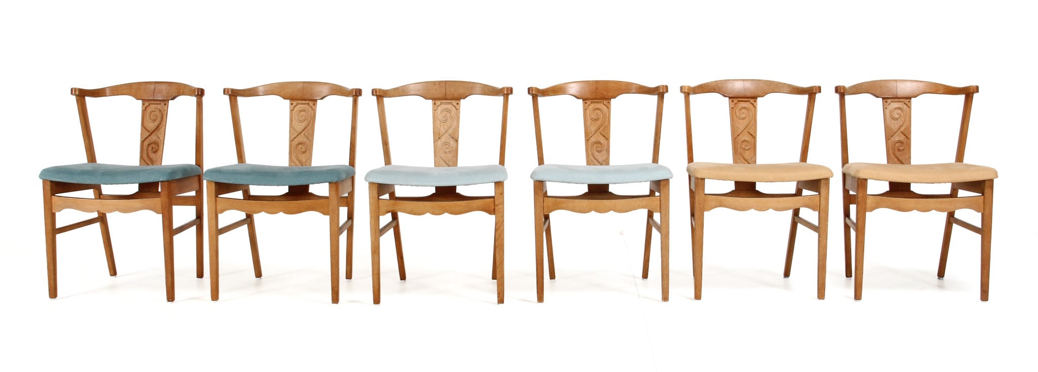 Danish furniture manufacturer. Six armchairs, oak, 1970s (6)