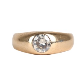 Diamant solitairering af 14 kt. guld med brillant, ca. 0.65 ct. 1940'erne.