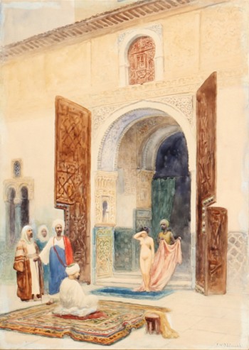 Frans Wilhelm Odelmark. Oriental scene with a slave trade