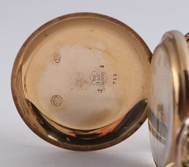 Schweizisk dobbeltkapslet herrelommeur af 14 kt. guld, o. 1910