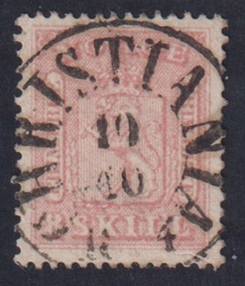 NORGE. AFA 9. 8 sk. LUX-stemplet: CHRISTIANIA 19.10,1864