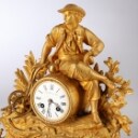 Phillippe H. Mourey. French mantel clock with glass dome, last quarter of the 19th century