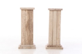 A pair of travertine pedestals (2)