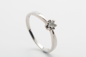 Solitaire ring with brilliant-cut approx. 0.10 ct., 14 ct. white gold, size 56