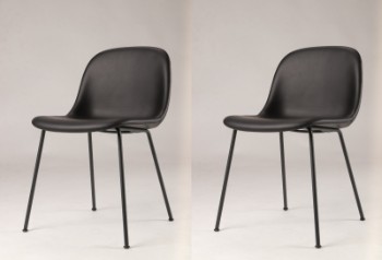 Iskos-Berlin for Muuto. Fiber Side Chairs, Sort læder (2)
