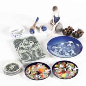 En samling porcelæn, fajance og stentøj, bl.a. Bjørn Wiinblad. (11)