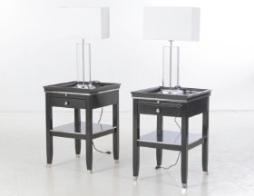 A pair of large glass table lamps, with lamp bases (4)