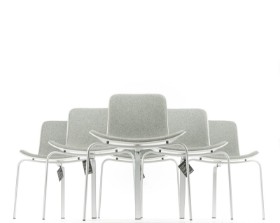 Poul Kjærholm for Fritz Hansen. Et sæt på seks spisestole, model PK-8 (6)