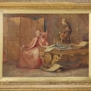 Henry Childe Pocock (1845-1934): Interiør med kardinal og munk.