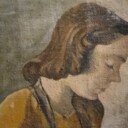 Ölgemälde, Hubert Ortmann, 'nähendes Mädchen'