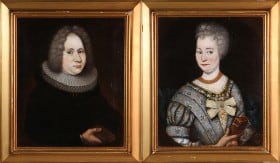 A pair of portraits of parish priest Anders Nielsen Kragballe and wife Karen Jensdatter Kragballe, 1695 and 1698 (2)