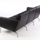 Johannes Foersom & Peter Hjort-Lorenzen. Three-seater sofa, black leather, model EJ 60/3