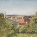 Laurits Tuxen. Landskabsparti med fabriksbygninger