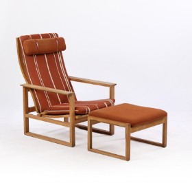 Børge Mogensen. 'Sled chair' with stool, model 2254/2248 in oak (2)