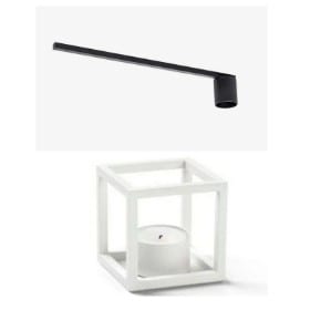 Menu/Audo Copenhagen Kubus Snuffer, black samt Kubus T Candle Holder White (2)