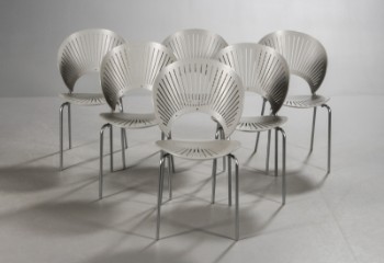 Nanna Ditzel. Trinidad. Six dining chairs, light grey/stone (6)