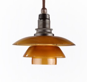 Poul Henningsen. Pendant, PH 1/1 with amber shades