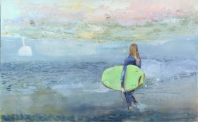 Ill. Girl with surfboard