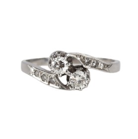 A diamond ring of 18k white gold, approx. 0.30 ct. Ring size 53.5