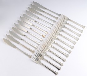 Hans Hansen, 'Heirloom silver no. 5', silver fish cutlery for 12 people (24)