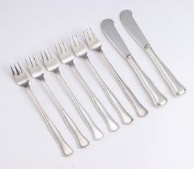 Carl M. Cohr, 'Double fluted', seafood forks and silver butter knives (8)