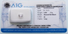 AIG-certified brilliant-cut diamond of 0.80 ct. (H/VS2)