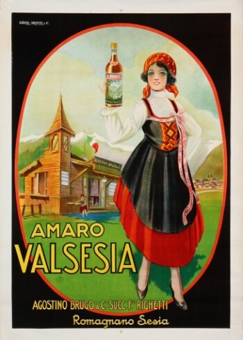 Stor, italiensk plakat, Amaro Valsesia, ca. 1930erne