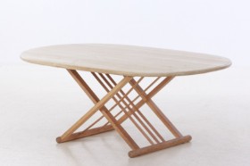 Haslev Furniture joinery. Oak coffee table with cross-legged frame