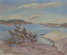 Jean Heiberg, norsk kunstner: Skærgårdslandskab i Norge 1944.