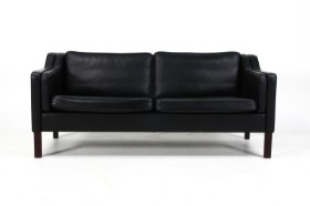 Mogens Hansen 2½ -3 personers sofa, sort læder.