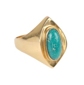 Ibsen & Weeke: Turquoise ring of 14 kt. gold, 6.2 g.