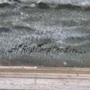 Andreas Riis Carstensen. Norwegian sloop in distress at the rocky coast. Oil on canvas