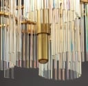 Gaetano Sciolari. Italian 9-arm chandelier from the 70s made of glass and brass