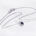 Sapphire and diamond rosette pendant and Venetian chain in 18 kt. white gold