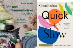 'Den anti-inflammatoriske kogebog' af Anne Larsen og 'Green kitchen quick + slow' af David Frenkiel, Luise Vindah (2)