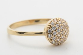 Ring med cubic zirkonia, 8 kt. guld, str. 56