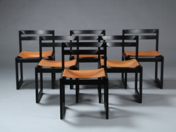 Knud Færch for Sorø stolefabrik, spisebordsstole med kernelæder (6)